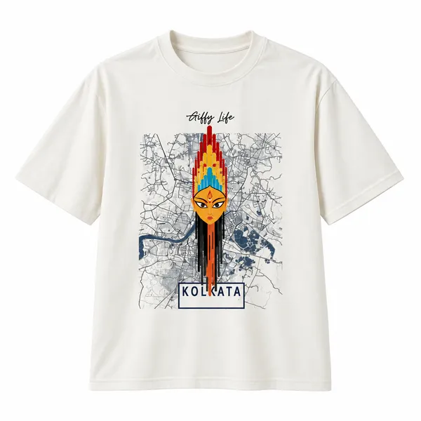 Giffy_Life_Kolkata_Durga_Oversized_Tee_-_Off-White_City_Map_Puja_Special_Streetwear_T-Shirt
