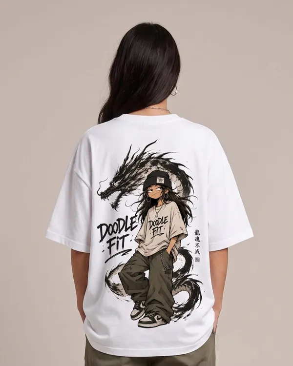 DF-White_Terry_Cotton_Oversized_Dragon_Graphic_Print_T-Shirt_For_Women