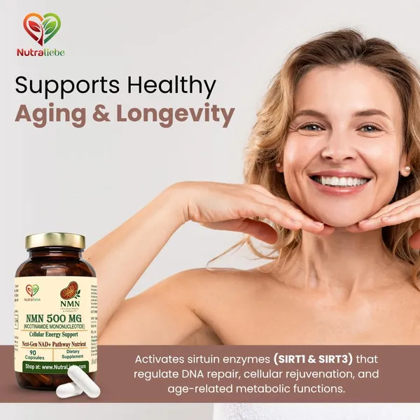 Nmn_Nicotinamide_Mononucleotide_500_Mg_Nad_Precursor_For_Cellular_Energy_Anti_Aging_Dna_Repair_Supports_Brain_Metabolism_Mitochondrial_Health_90_Veg_Capsules_Non_Gmo_Gluten_Free