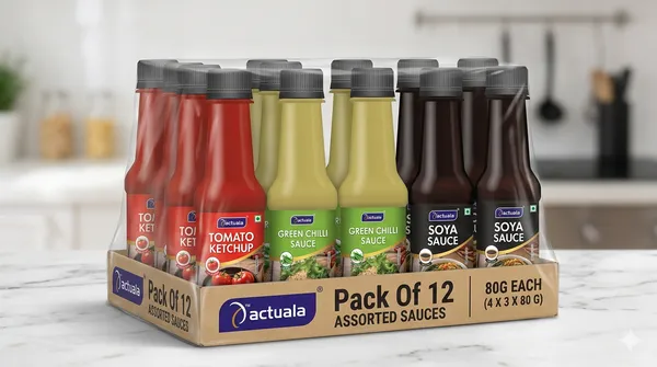 Aactuala_Pack_Of_12_(80G_Each)_Tomato_Ketchup_,_Green_Chilli,_Soya_Sauces_(4_X_3_X_80_G)