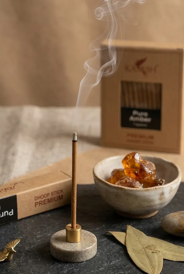 Pure_Amber_Premium_Dhoop_Sticks_With_Free_Stand_Bamboo_Less_Charcoal_Free_Low_Smoke_Incense_Spiritual_Blend_For_Positivity_Balance_Ideal_For_Pooja_Meditation_100_Gram
