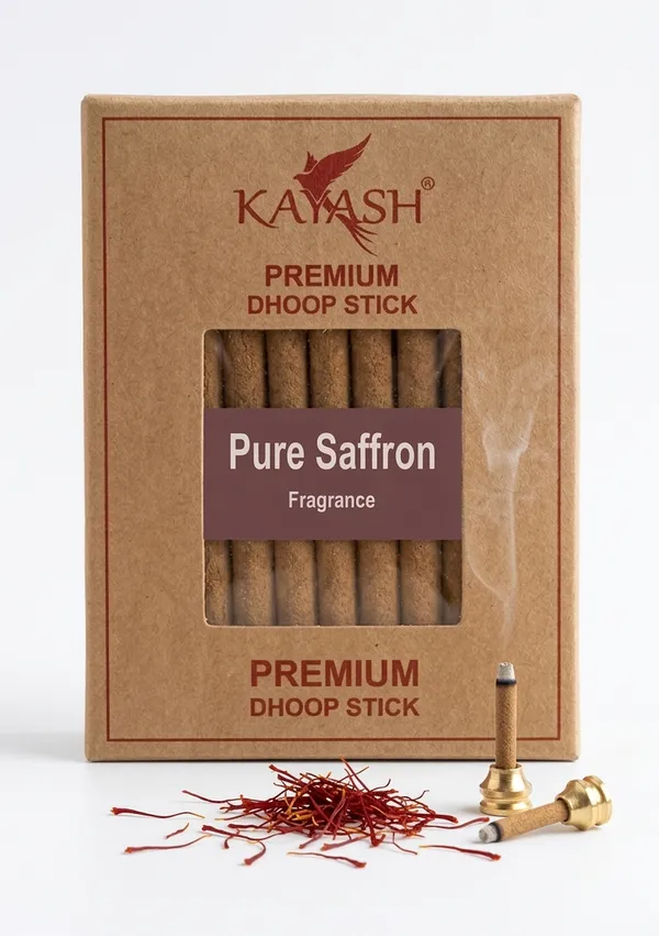 Pure_Saffron_Premium_Dhoop_Sticks_With_Free_Stand_Bamboo_Less_Charcoal_Free_Low_Smoke_Incense_Spiritual_Blend_For_Positivity_Balance_Ideal_For_Pooja_Meditation_100_Gram