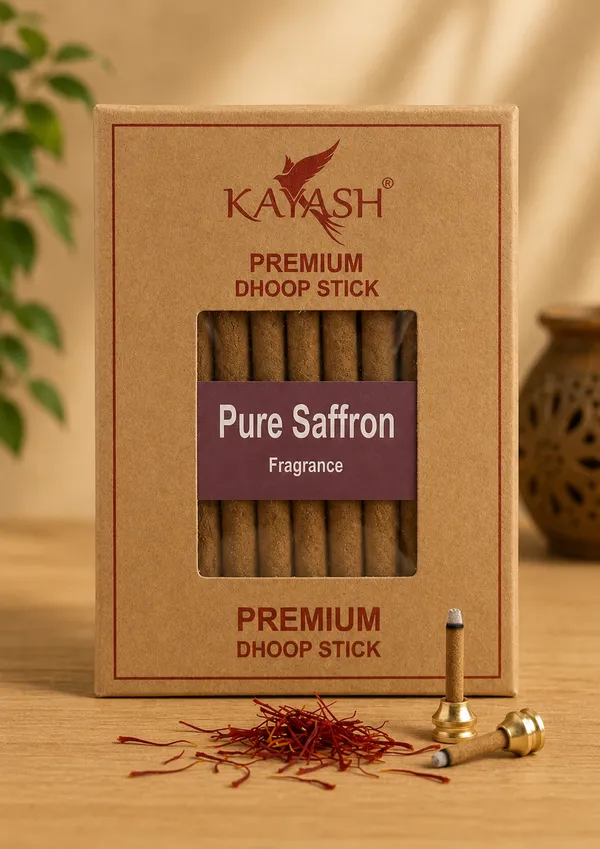 Pure_Saffron_Premium_Dhoop_Sticks_With_Free_Stand_Bamboo_Less_Charcoal_Free_Low_Smoke_Incense_Spiritual_Blend_For_Positivity_Balance_Ideal_For_Pooja_Meditation_100_Gram