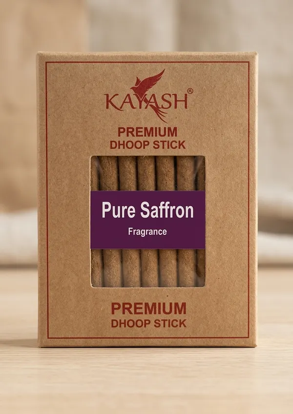 Pure_Saffron_Premium_Dhoop_Sticks_With_Free_Stand_Bamboo_Less_Charcoal_Free_Low_Smoke_Incense_Spiritual_Blend_For_Positivity_Balance_Ideal_For_Pooja_Meditation_100_Gram