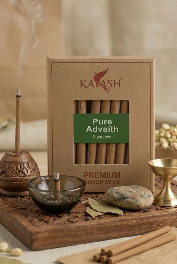Pure_Advait_Premium_Dhoop_Sticks_With_Free_Stand_Bamboo_Less_Charcoal_Free_Low_Smoke_Incense_Spiritual_Blend_For_Positivity_Balance_Ideal_For_Pooja_Meditation_100_Gram