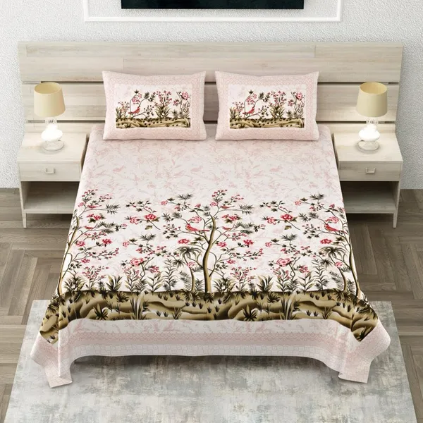 Spring_Pure_Cotton_King_Size_Bedsheet_With_2_Pillow_Covers_(Brown)