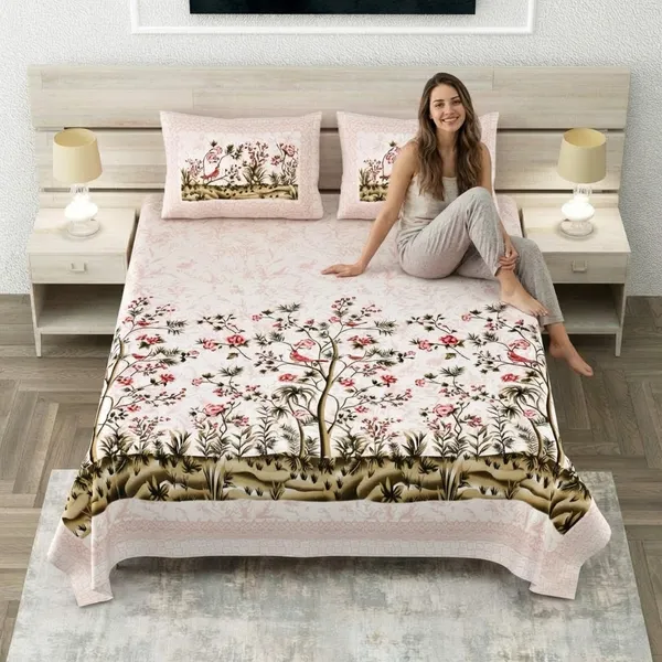Spring_Pure_Cotton_King_Size_Bedsheet_With_2_Pillow_Covers_(Brown)