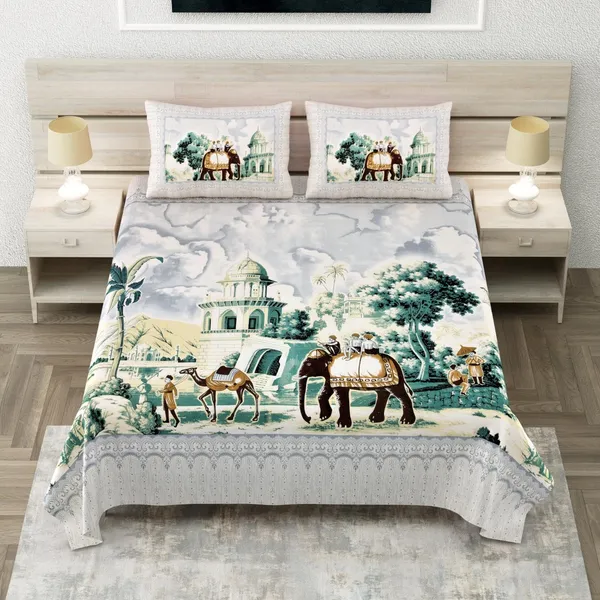 Elephant_Green_Pure_Cotton_King_Size_Bedsheet_With_2_Pillow_Covers