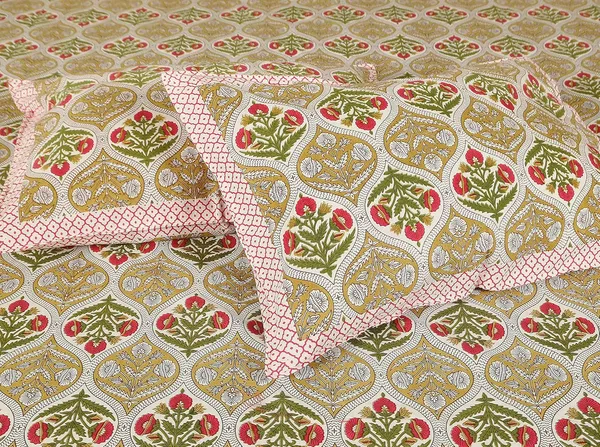Damask_Brown_Pure_Cotton_King_Size_Bedsheet_With_2_Pillow_Covers