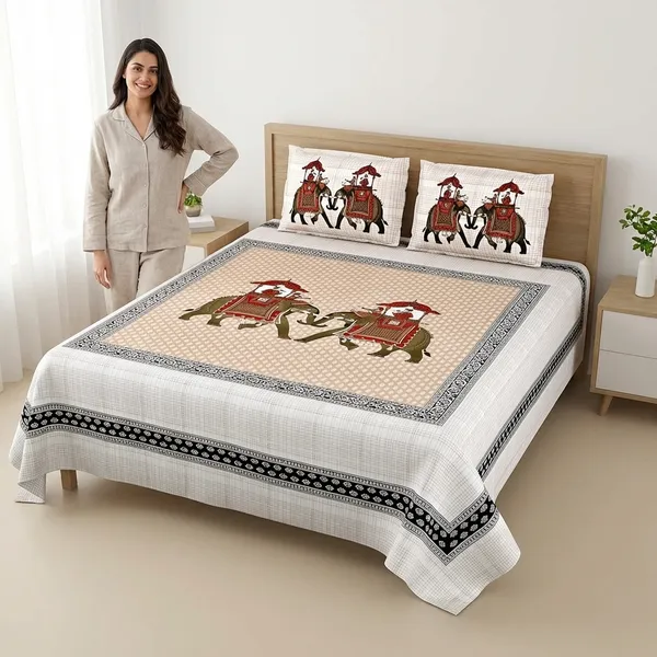 Rajasthani_Royal_Sawaari_Pure_Cotton_King_Size_Bedsheet_With_2_Pillow_Covers