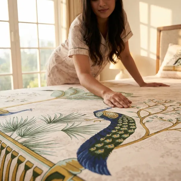 Peacock_Green_Pure_Cotton_King_Size_Bedsheet_With_2_Pillow_Covers