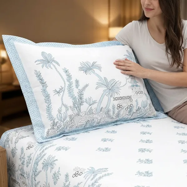 Tropical_Blue_Pure_Cotton_King_Size_Bedsheet_With_2_Pillow_Covers
