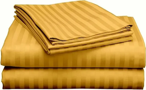 Pillow_Covers_Cotton_Feel_300_TC_Satin_Stripes_Set_Of_2_|_18*28_Inches_(Mustard_Yellow)