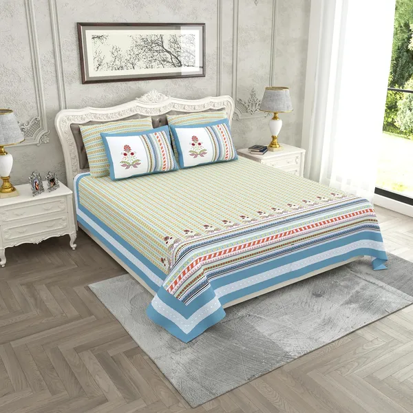 Striped_Green_Pure_Cotton_King_Size_Bedsheet_With_2_Pillow_Covers