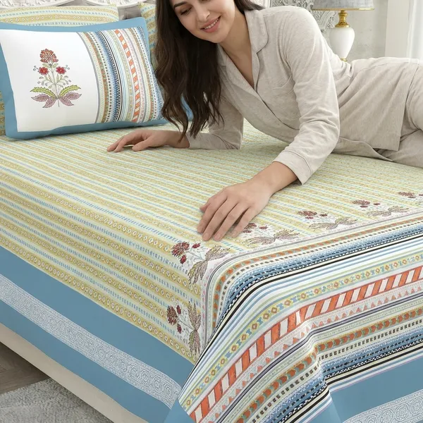 Striped_Green_Pure_Cotton_King_Size_Bedsheet_With_2_Pillow_Covers