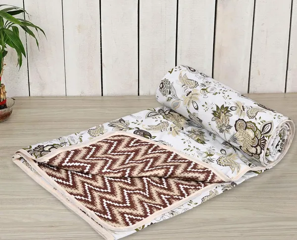 Zigzag_Brown_Pure_Cotton_Reversible_Printed_3_Layered_Dohar_For_AC_Rooms