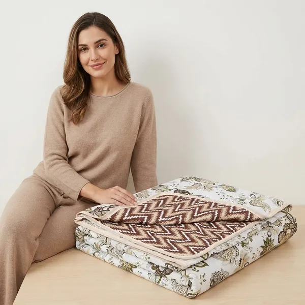 Zigzag_Brown_Pure_Cotton_Reversible_Printed_3_Layered_Dohar_For_AC_Rooms