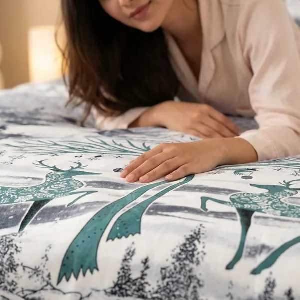 Dual_Deer_Grey_Pure_Cotton_King_Size_Bedsheet_With_2_Pillow_Covers