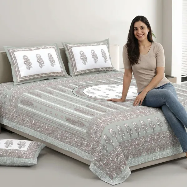 Striped_Circle_Grey_Pure_Cotton_King_Size_Bedsheet_With_2_Pillow_Covers