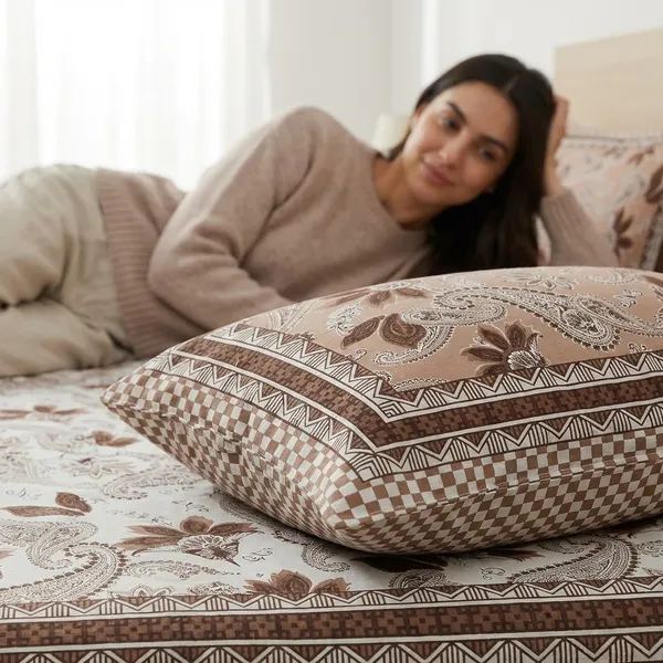 Paisley_Brown_Pure_Cotton_King_Size_Bedsheet_With_2_Pillow_Covers