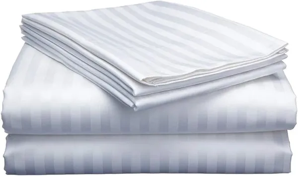 Pillow_Covers_Cotton_Feel_300_TC_Satin_Stripes_Set_Of_2_|_18*28_Inches_(White)