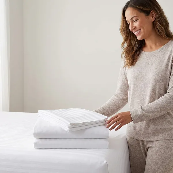 Pillow_Covers_Cotton_Feel_300_TC_Satin_Stripes_Set_Of_2_|_18*28_Inches_(White)