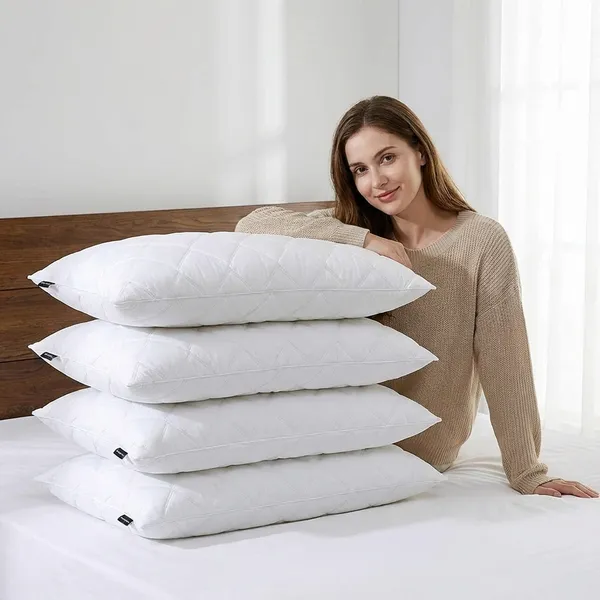 Down_Alternative_Luxury_Quilted_Pillow_Set_Of_4_|_100%_Organic_Cotton_Fabric_With_Premium_Cloud_Microfiber_Filling_|_17X27_Inches_(Moon_White)