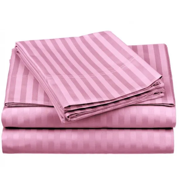 Pillow_Covers_Cotton_Feel_300_TC_Satin_Stripes_Set_Of_2_|_18*28_Inches_(Pink)