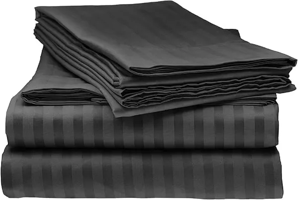 Pillow_Covers_Cotton_Feel_300_TC_Satin_Stripes_Set_Of_2_|_18*28_Inches_(Black)