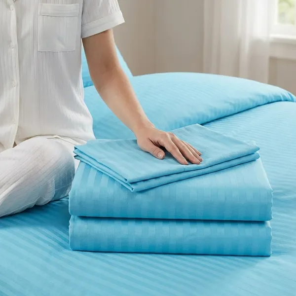 Pillow_Covers_Cotton_Feel_300_TC_Satin_Stripes_Set_Of_2_|_18*28_Inches_(Sky_Blue)