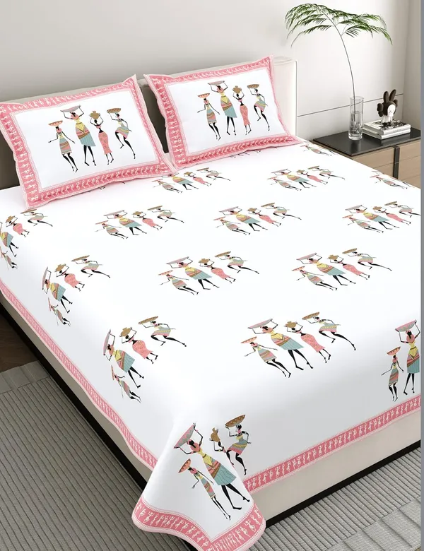 Tribals_Pink_Pure_Cotton_King_Size_Bedsheet_With_2_Pillow_Covers