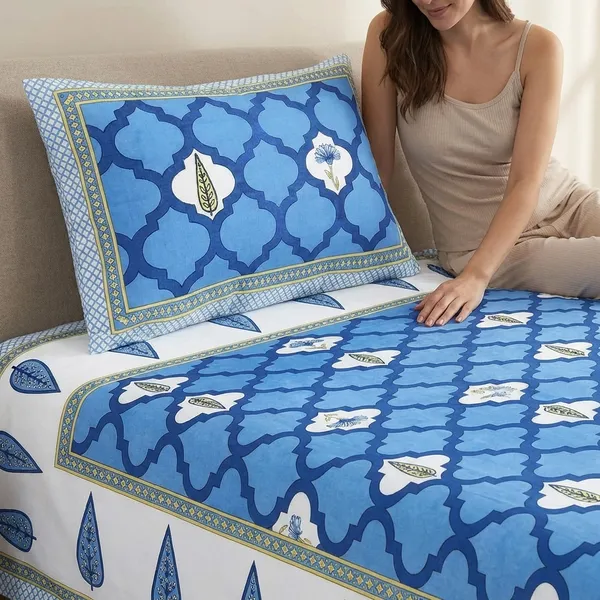 Damask_Blue_Pure_Cotton_King_Size_Bedsheet_With_2_Pillow_Covers