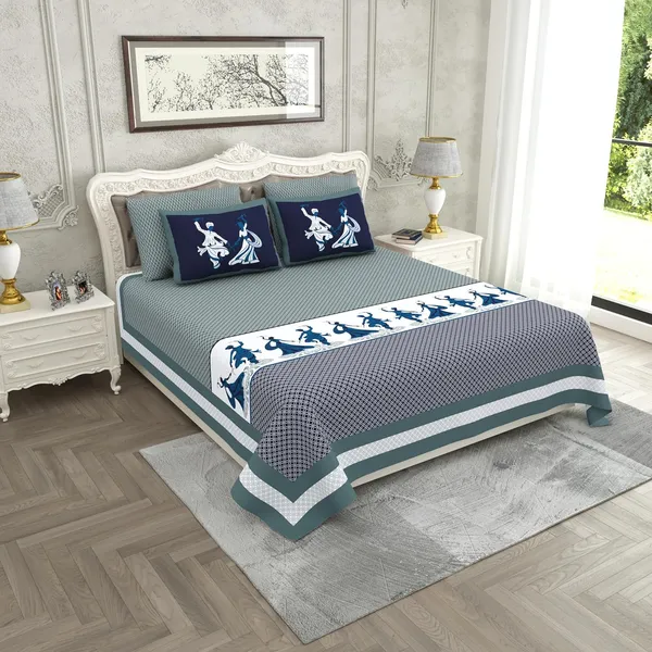 Garba_Blue_Pure_Cotton_King_Size_Bedsheet_With_2_Pillow_Covers