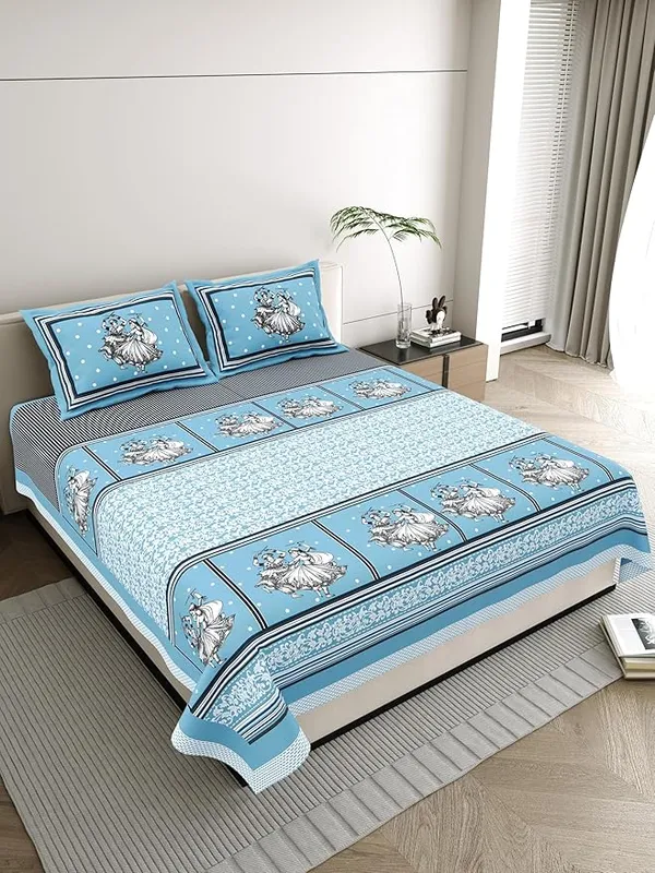 Folk_Dance_Blue_Pure_Cotton_King_Size_Bedsheet_With_2_Pillow_Covers