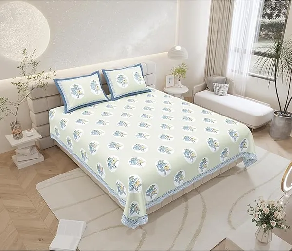 Tropical_Grey_Pure_Cotton_King_Size_Bedsheet_With_2_Pillow_Covers