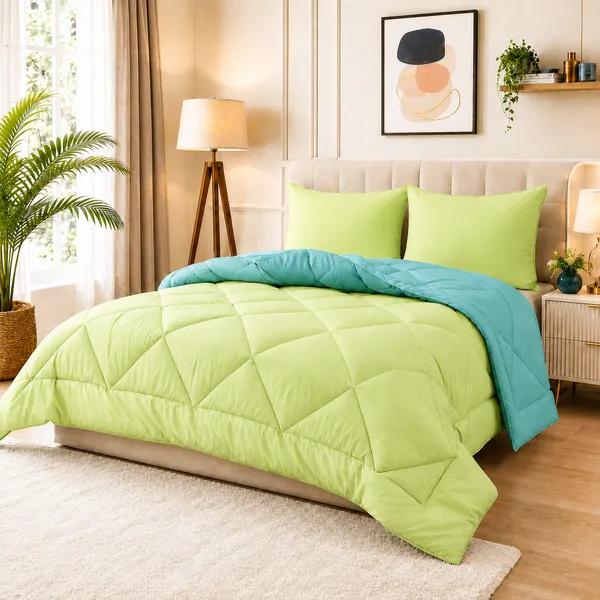 Comforter_200_GSM_Peach_Finish_Microfiber_Reversible_Tone_For_All_Seasons_(Aqua_&_Green)