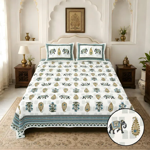 Jaipuri_Elephant_Pure_Cotton_King_Size_Bedsheet_With_2_Pillow_Covers