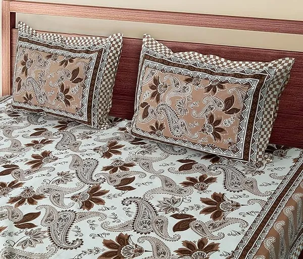 Paisley_Brown_Pure_Cotton_King_Size_Bedsheet_With_2_Pillow_Covers