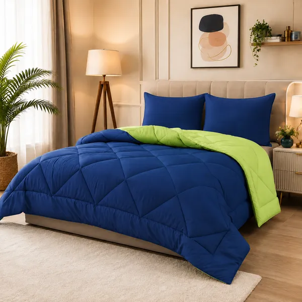 Comforter_200_GSM_Peach_Finish_Microfiber_Reversible_Tone_For_All_Seasons_(Navy_Blue_&_Green)