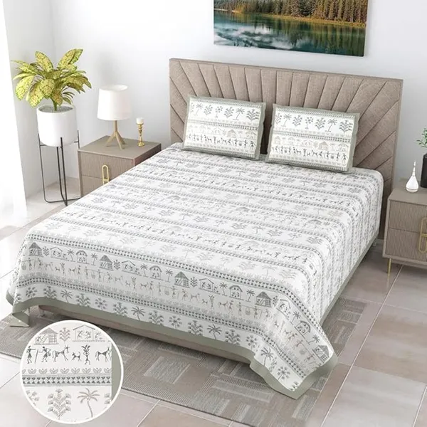 Urban_Tribals_Pure_Cotton_King_Size_Bedsheet_With_2_Pillow_Covers_(Grey)