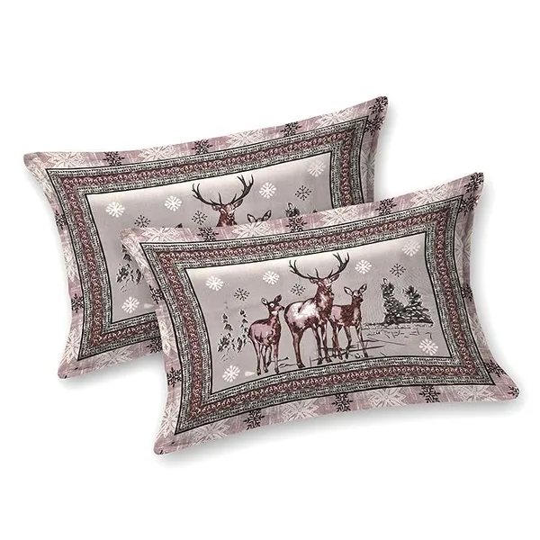Forest_Deers_Pure_Cotton_King_Size_Bedsheet_With_2_Pillow_Covers_(Grey)