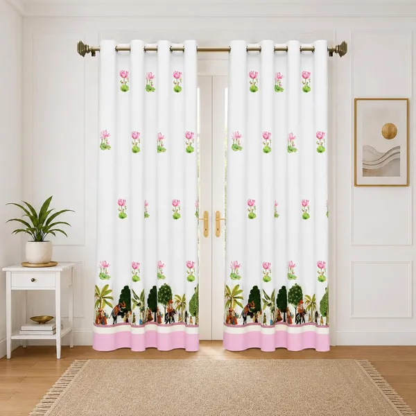 Dream_Homme_Duck_Fabric_Pure_Cotton_Curtains_for_Door/Window_-_7_Feet_Long_x_5_Feet_Wide,_Pack_of_2_Pcs_-_Digital_Printed_Room_Darkening_Curtains_with_Eyelets_(Shahi_Sawaari)