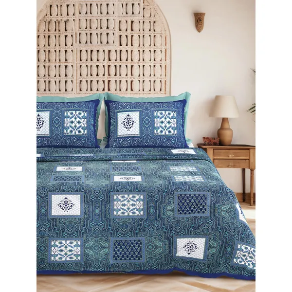 Paisley_Blue_Pure_Cotton_King_Size_Bedsheet_With_2_Pillow_Covers_