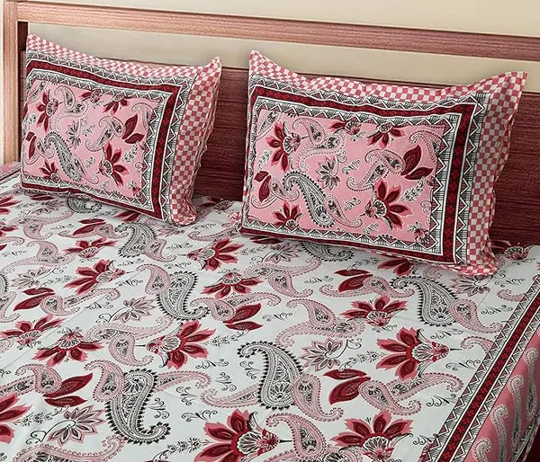 Paisley_Pink_Pure_Cotton_King_Size_Bedsheet_With_2_Pillow_Covers