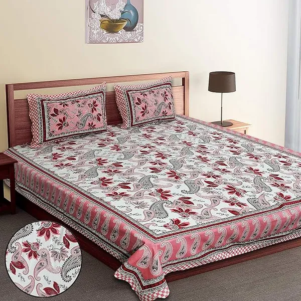 Paisley_Pink_Pure_Cotton_King_Size_Bedsheet_With_2_Pillow_Covers