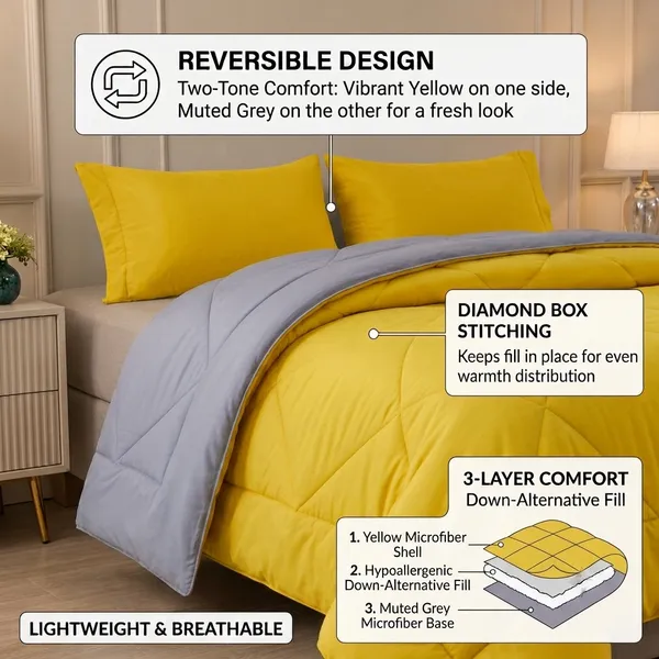 Comforter_200_GSM_Peach_Finish_Microfiber_Reversible_Tone_For_All_Seasons_(Yellow_&_Grey)