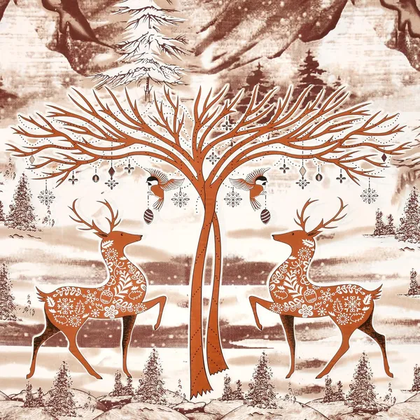 Dual_Deer_Brown_Pure_Cotton_King_Size_Bedsheet_With_2_Pillow_Covers