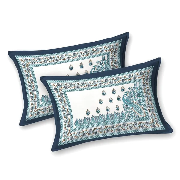 Peacock_Blue_Pure_Cotton_King_Size_Bedsheet_With_2_Pillow_Covers