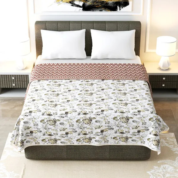 Zigzag_Brown_Pure_Cotton_Reversible_Printed_3_Layered_Dohar_For_AC_Rooms