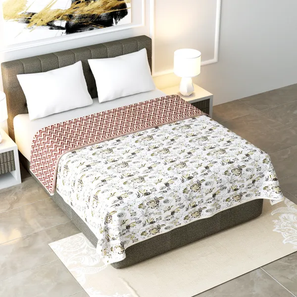 Zigzag_Brown_Pure_Cotton_Reversible_Printed_3_Layered_Dohar_For_AC_Rooms